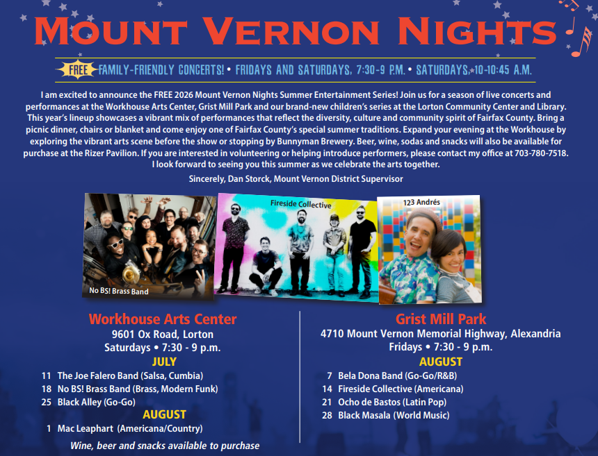 ノーランズ　81'ジャパンツアー　コンサートパンフレット Mt. Vernon Nights Free Concert — Workhouse Arts Center